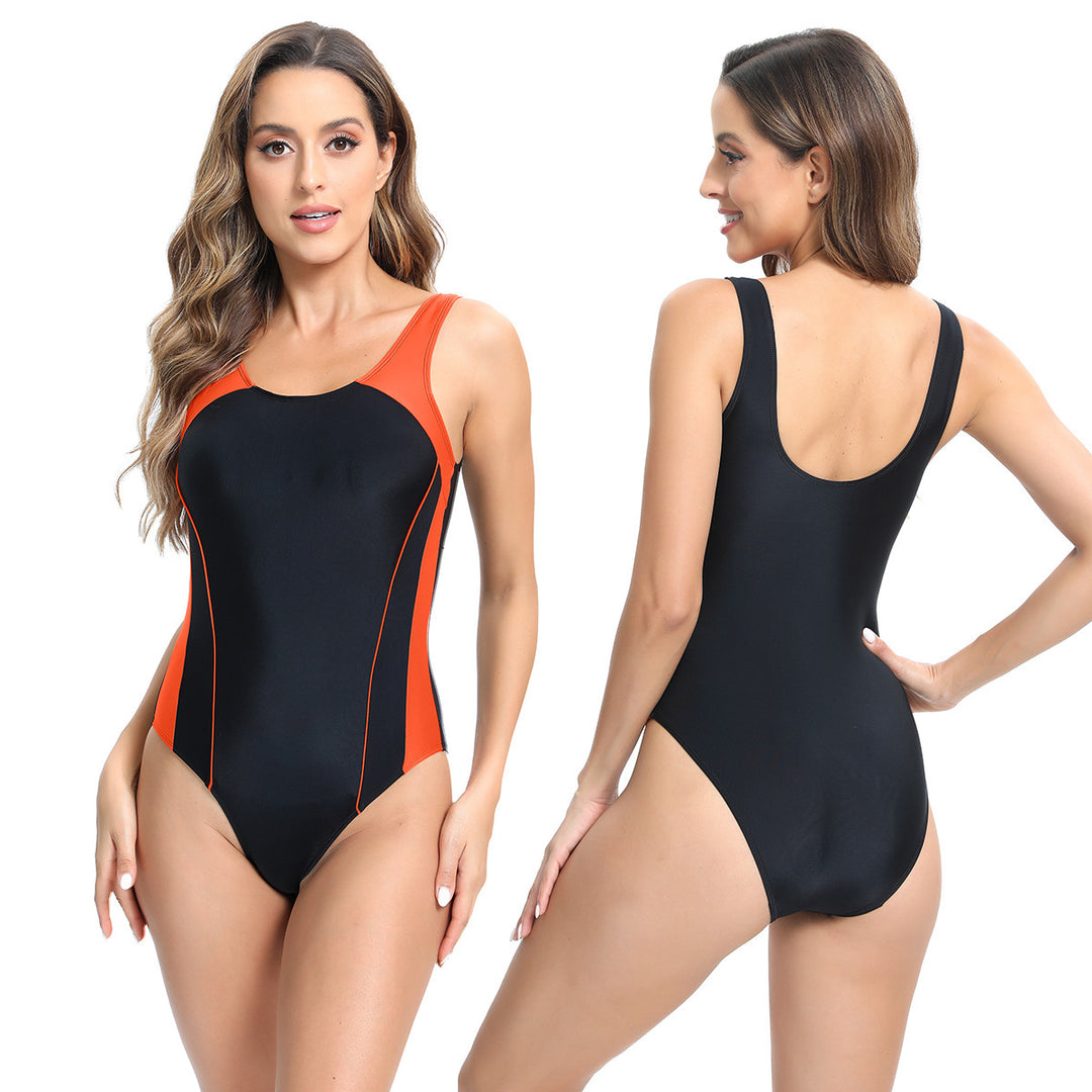 Ladies sporty swimsuit with ergonomic cut and color accents StylebySassy