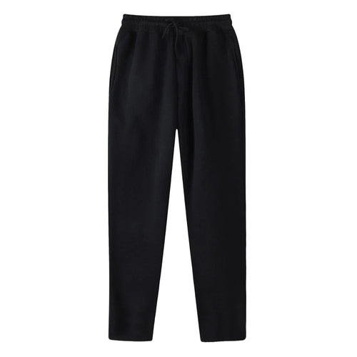 Men's straight-cut sweatpants made of mottled cotton blend with elastic waistband, drawstring, and side pockets StylebySassy