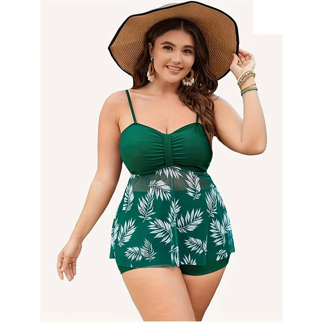 Women's tankini top with flowing cut and floral design StylebySassy