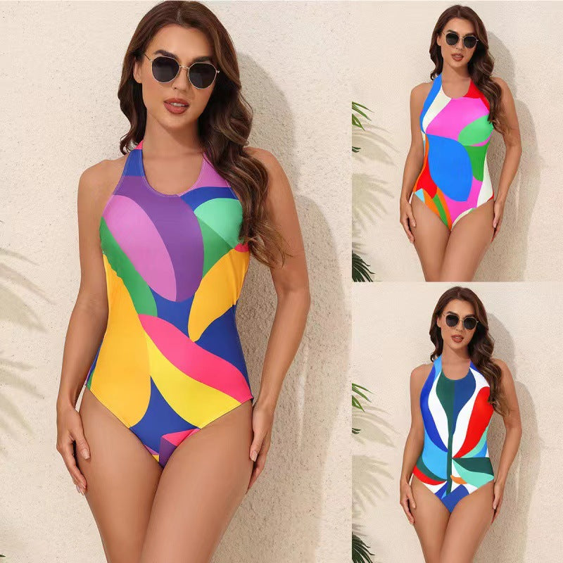 Women One-Piece Swimsuit with Fashionable Graphic Design StylebySassy