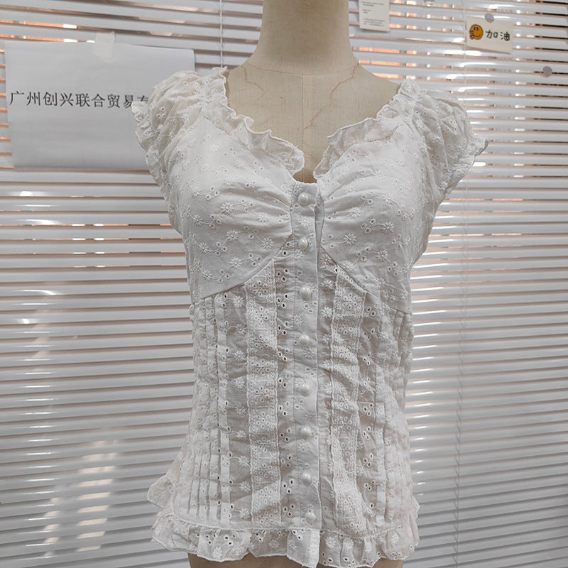 Ladies ruffle shirt with floral details StylebySassy