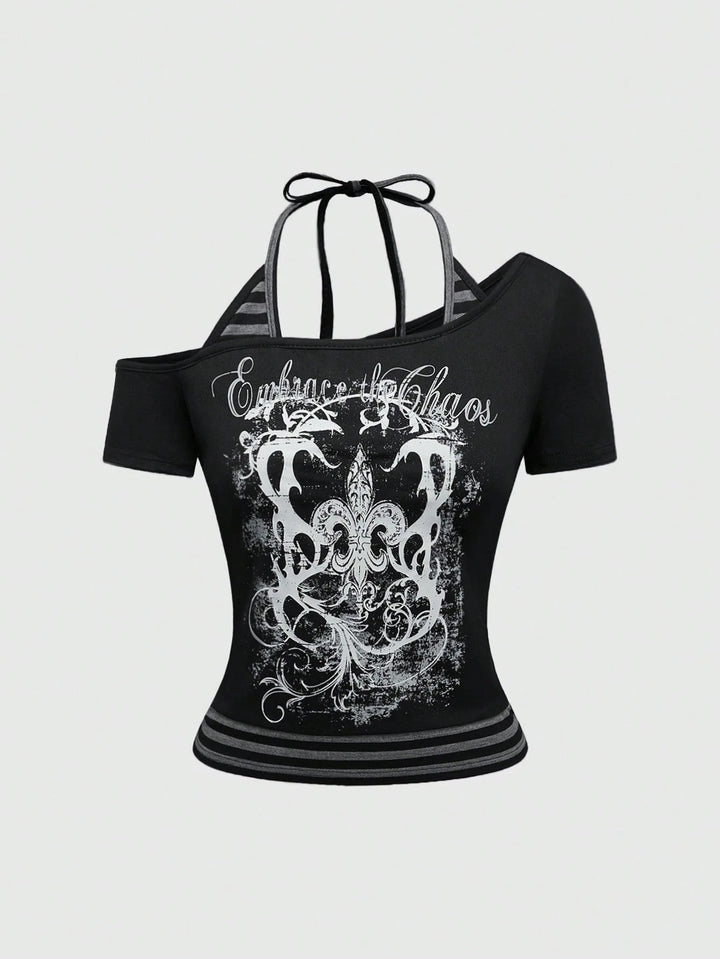 Women Off-Shoulder Top with Graphic Design StylebySassy