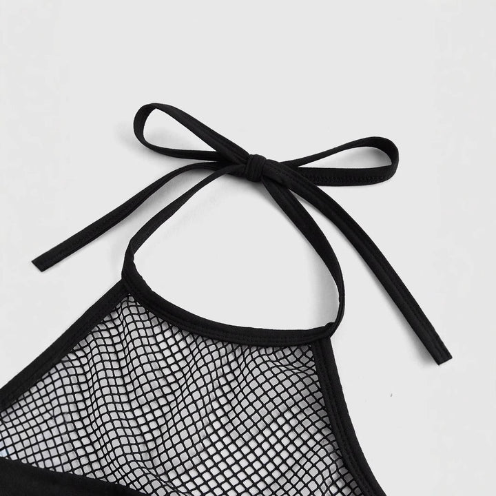 Ladies Trendy Crop Top with Mesh Details and Original Graphic Lace StylebySassy
