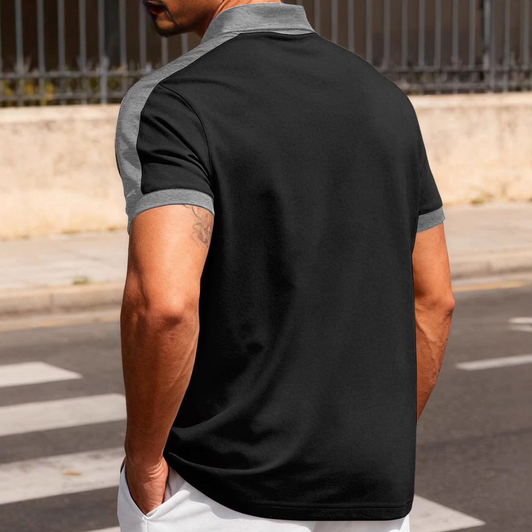 Men's nan Premium polo in retro contrast look with shirt collar and three-button placket StylebySassy