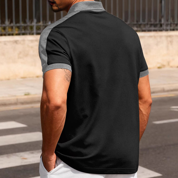 Men's nan Premium polo in retro contrast look with shirt collar and three-button placket StylebySassy