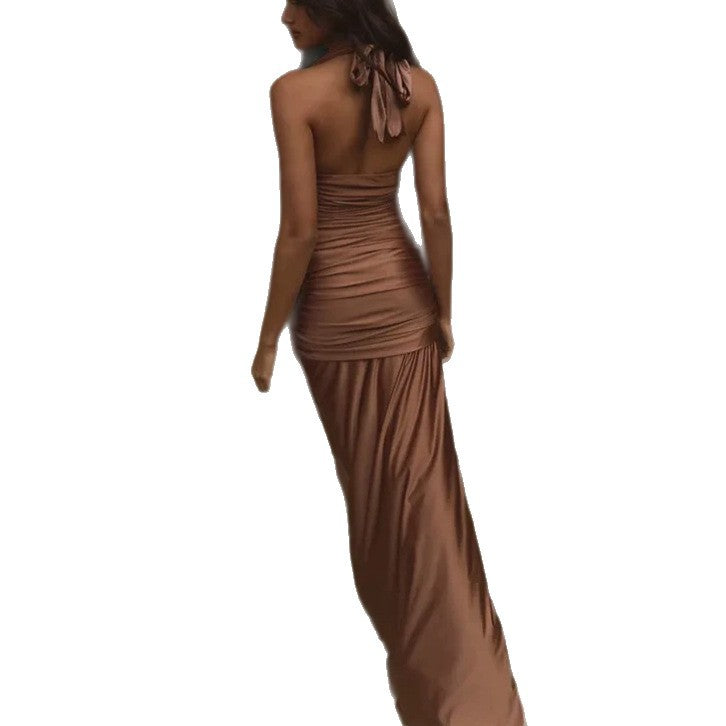 Women Elegant Wrap Dress with Deep V-Neck and Shaping Ruching StylebySassy
