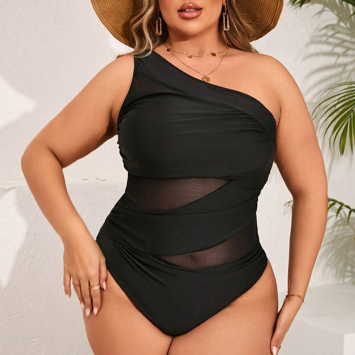 Women One-Sided Swimsuit with Sophisticated Mesh Elements StylebySassy