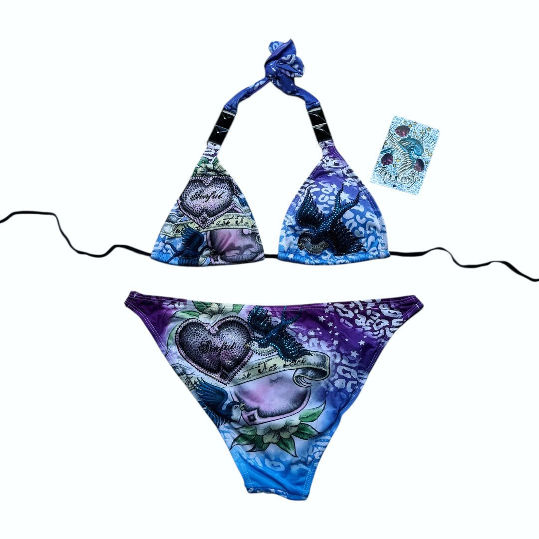 Women Triangle Bikini Set with creative graphic design StylebySassy