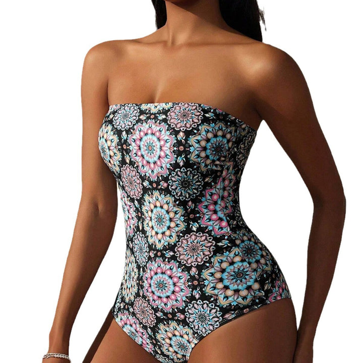 Women's bandeau swimsuit with unique mandala pattern StylebySassy