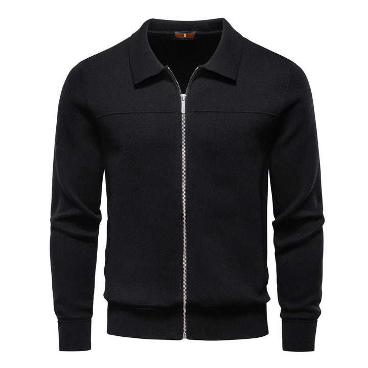Men's fine knit zip jacket with kent collar and ribbed cuffs StylebySassy