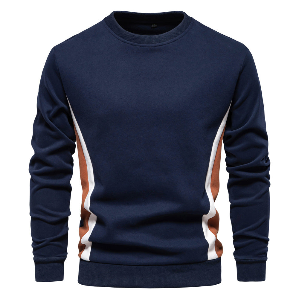 Men's round neck sweatshirt made of cotton blend with contrasting side piping and slim silhouette StylebySassy