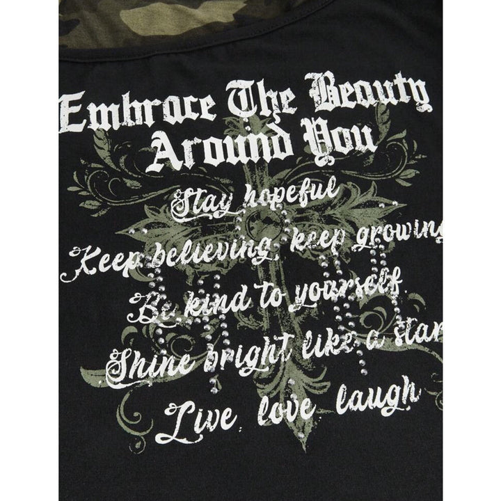 Women's Off-Shoulder Top with Camouflage Pattern StylebySassy