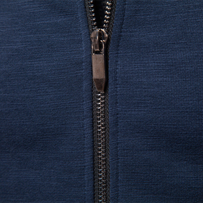 Men's slim zip jacket in bomber style with fine mélange texture, stand collar and elastic ribbed cuffs StylebySassy