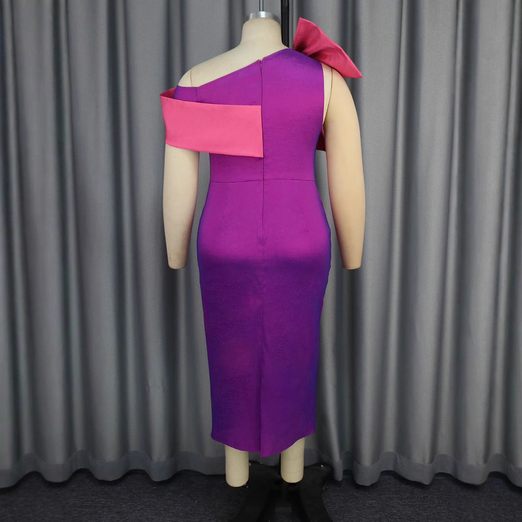 Women Elegant Cocktail Dress with Shimmering Detail and Asymmetrical Strap StylebySassy