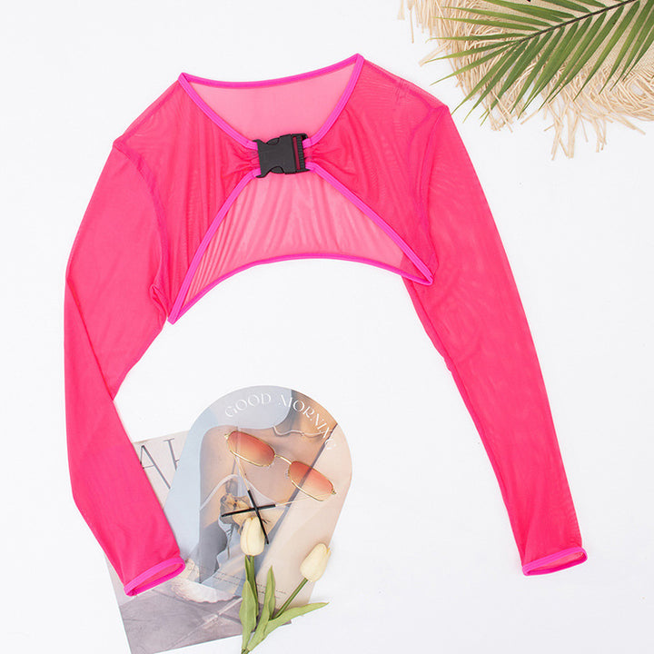 Women's Crop Top with stylish mix of mesh and gathering StylebySassy