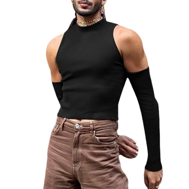 Unisex nan short ribbed top with removable arm cuffs and shoulder-free inserts StylebySassy