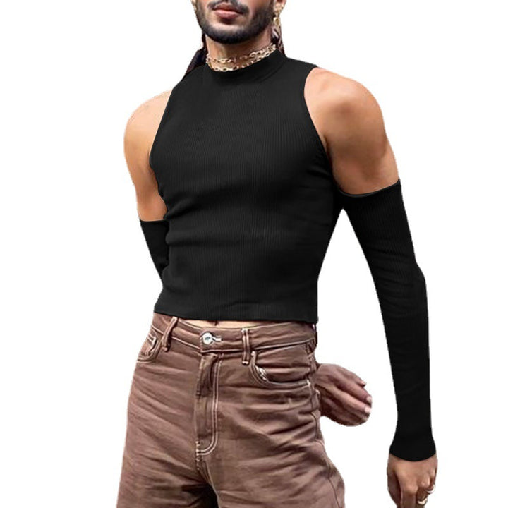 Unisex nan short ribbed top with removable arm cuffs and shoulder-free inserts StylebySassy