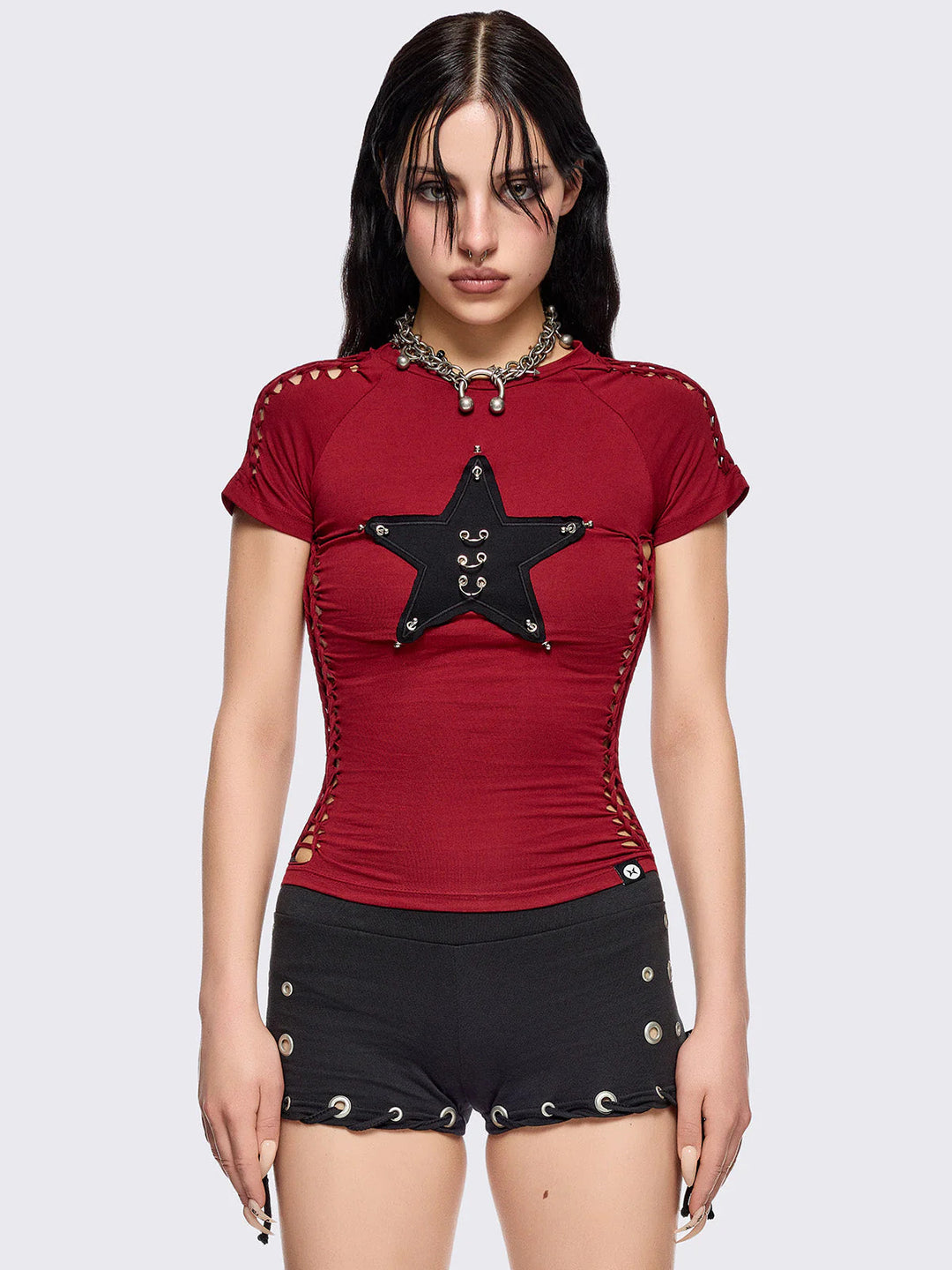 Women's fitted T-shirt with star design StylebySassy