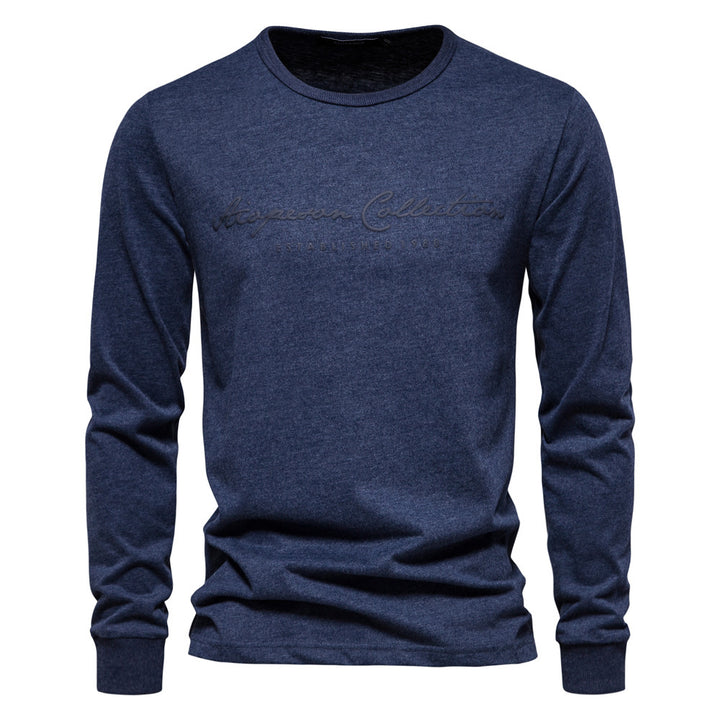 Men's Nano Minimalist Round Neck Sweatshirt Made of Cotton Blend with Ribbed Cuffs StylebySassy