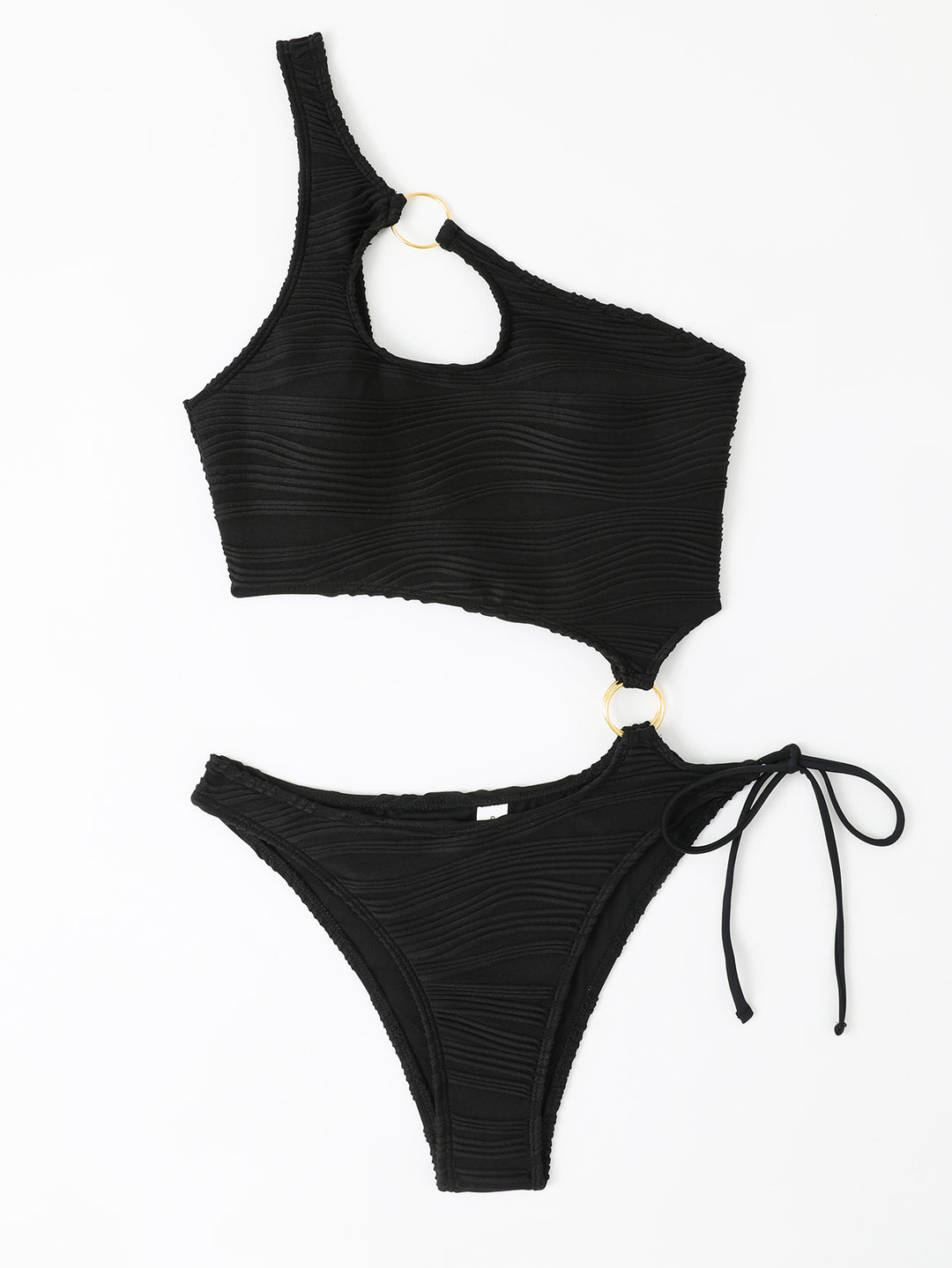 Women's one-piece swimsuit with asymmetrical cut-out and golden accents StylebySassy