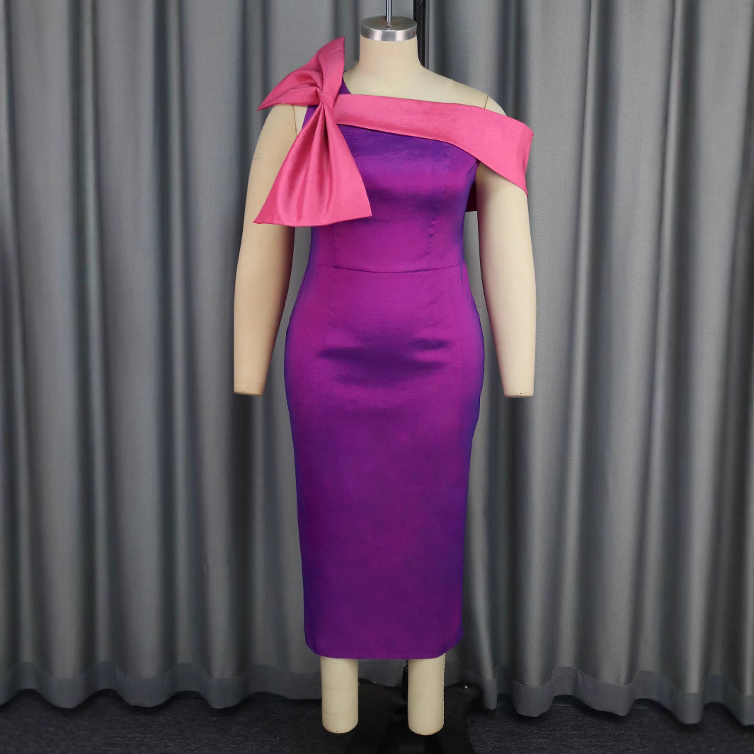 Women Elegant Cocktail Dress with Shimmering Detail and Asymmetrical Strap StylebySassy