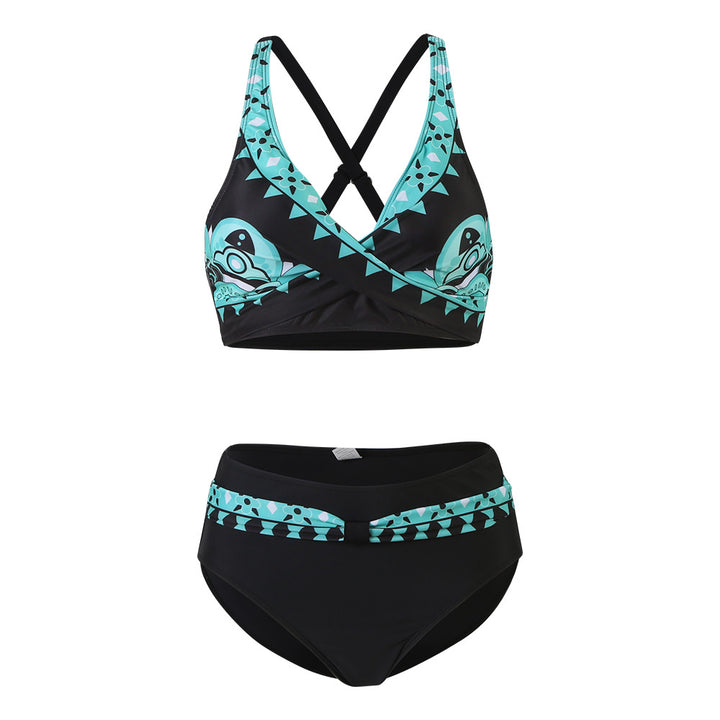 Women's sporty bikini set with trendy cut and modern graphic design StylebySassy
