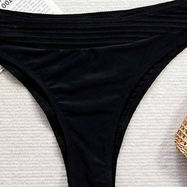 Women's High-Cut Bikini Set with Elegant Ribbed Look StylebySassy