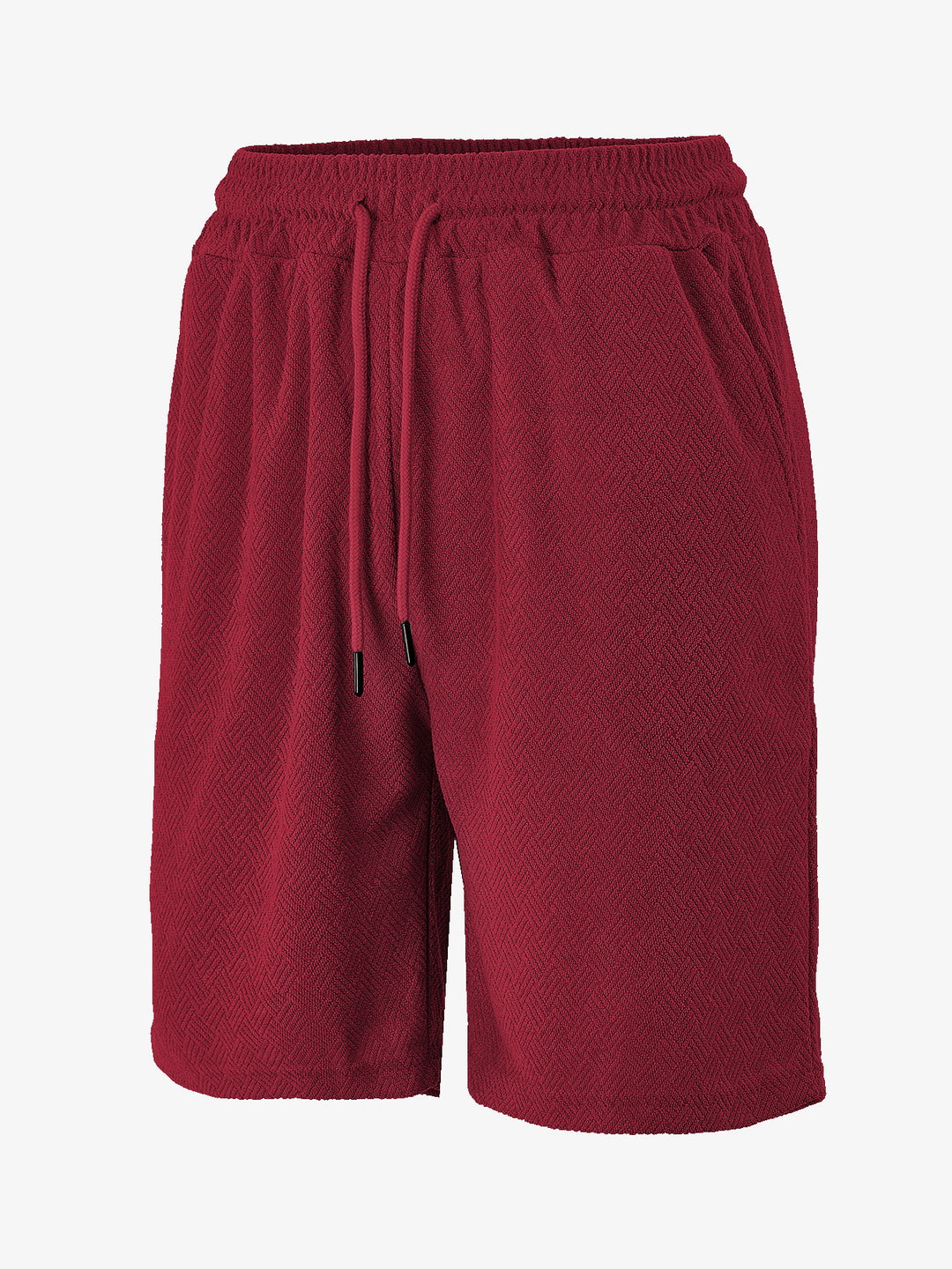 Men's terry shorts with herringbone texture, elastic drawstring waistband, and side pockets StylebySassy