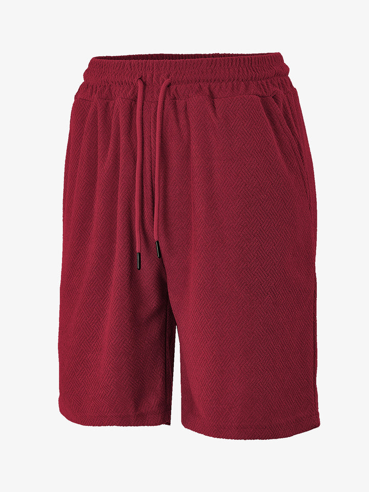 Men's terry shorts with herringbone texture, elastic drawstring waistband, and side pockets StylebySassy