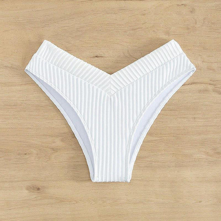 Women's bikini briefs with fashionable V-neckline and sophisticated stripe pattern StylebySassy