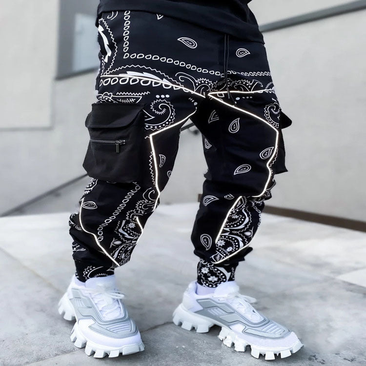 Men's Nan Bandana Cargo Jogging Pants with Drawstring and Elastic Cuffs StylebySassy