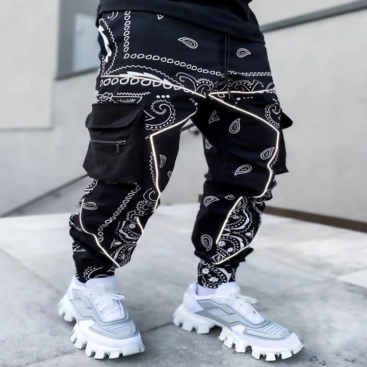 Men's Nan Bandana Cargo Jogging Pants with Drawstring and Elastic Cuffs StylebySassy