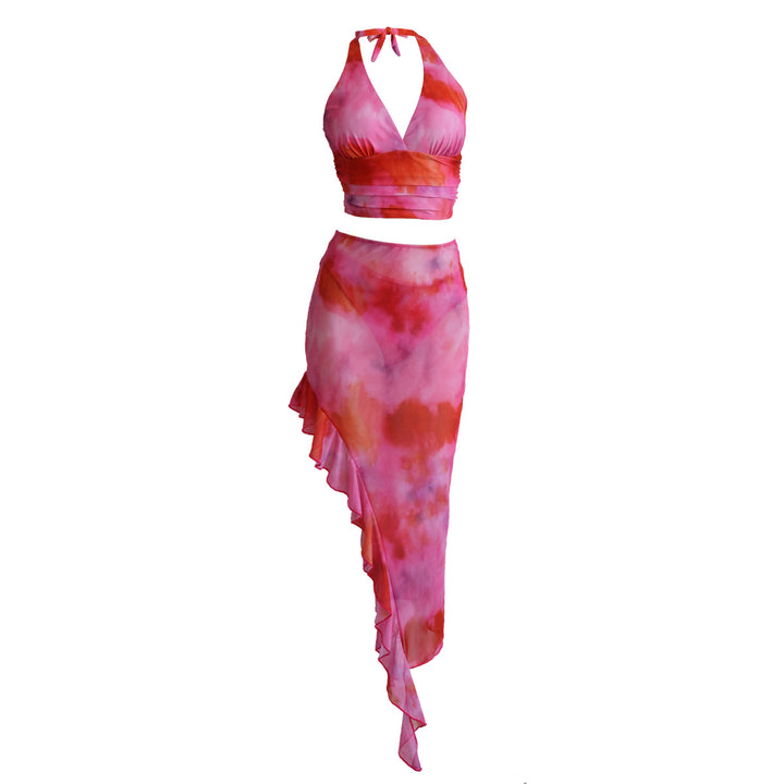 Women's swimsuit set with asymmetrical ruffle and trendy top StylebySassy