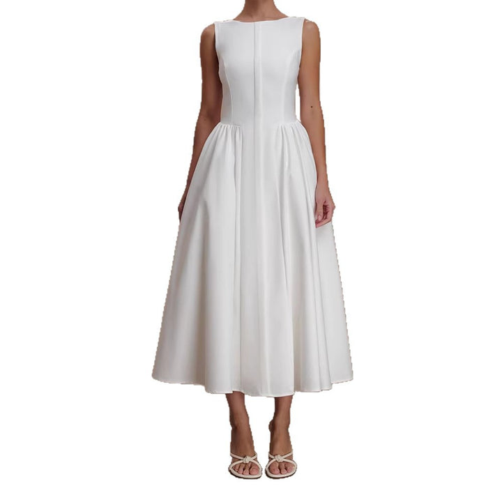 Women Elegant Midi Dress with Feminine A-Line Skirt StylebySassy