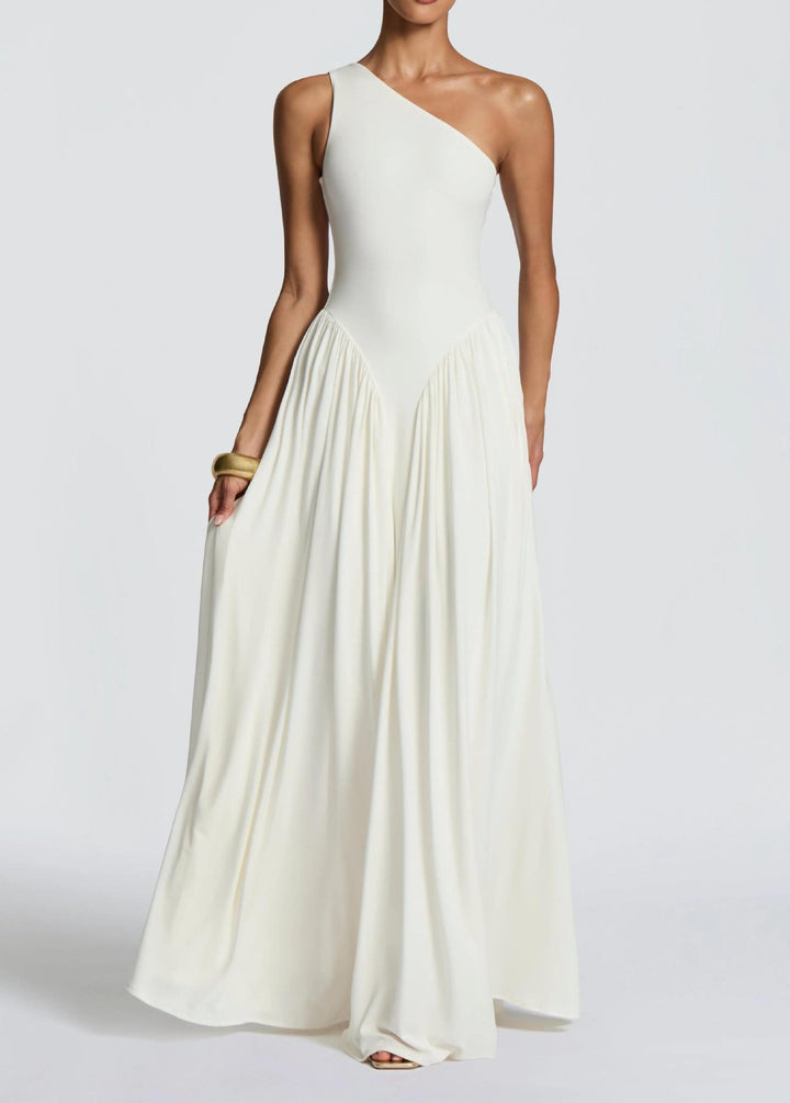 Women's maxi dress with off-shoulder design and flowing fabric StylebySassy