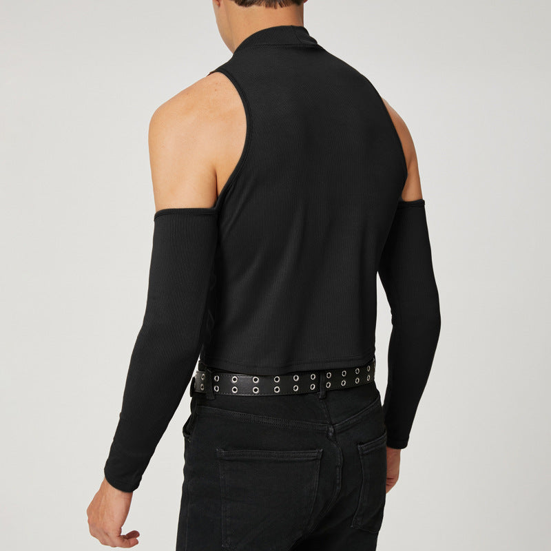 Unisex nan short ribbed top with removable arm cuffs and shoulder-free inserts StylebySassy