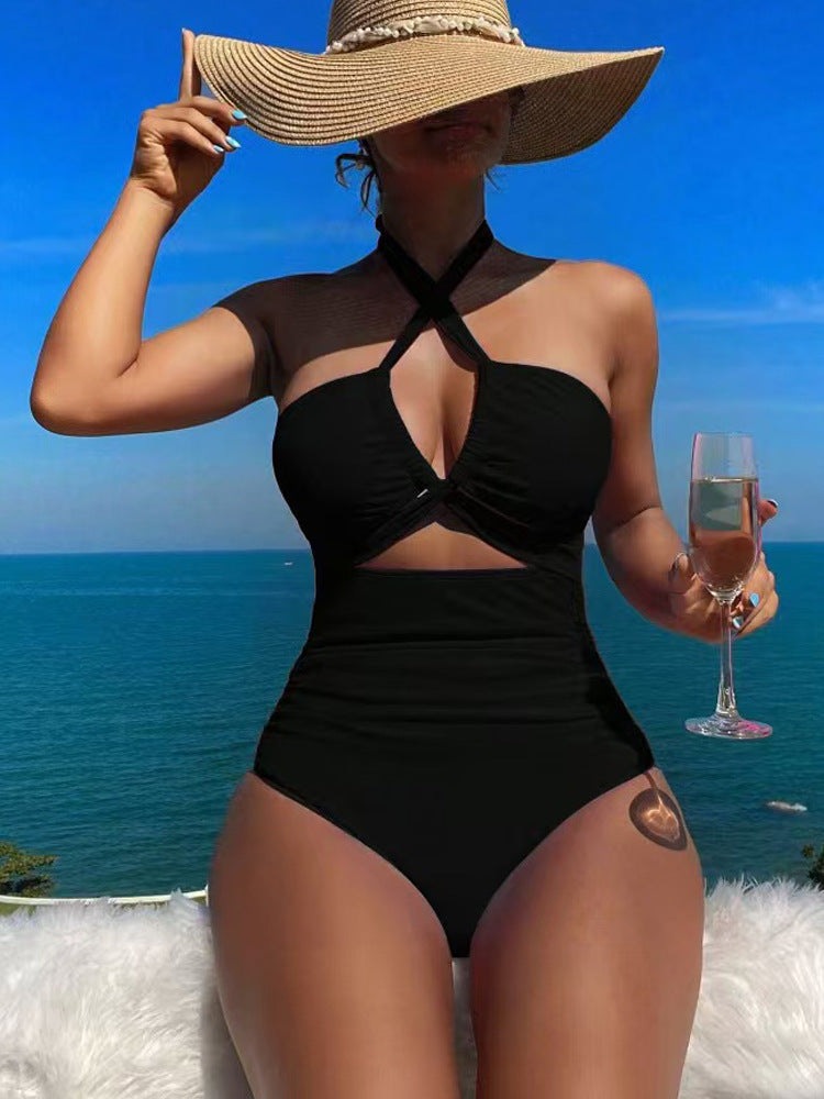 Ladies High-cut Monokini with sophisticated cross-design StylebySassy