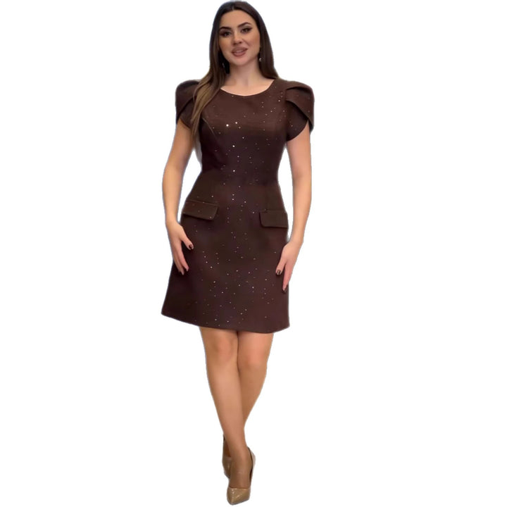 Ladies elegant evening dress with shimmering accents and voluminous sleeves StylebySassy