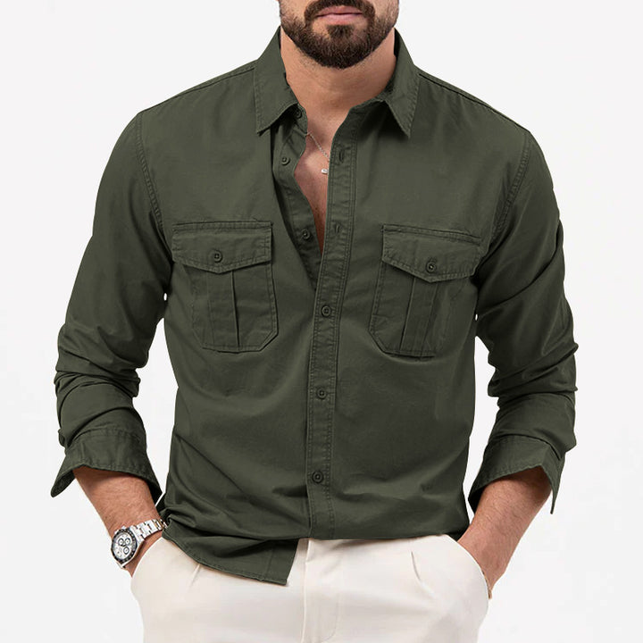 Men's narrow fit casual shirt with chest pockets and Kent collar StylebySassy