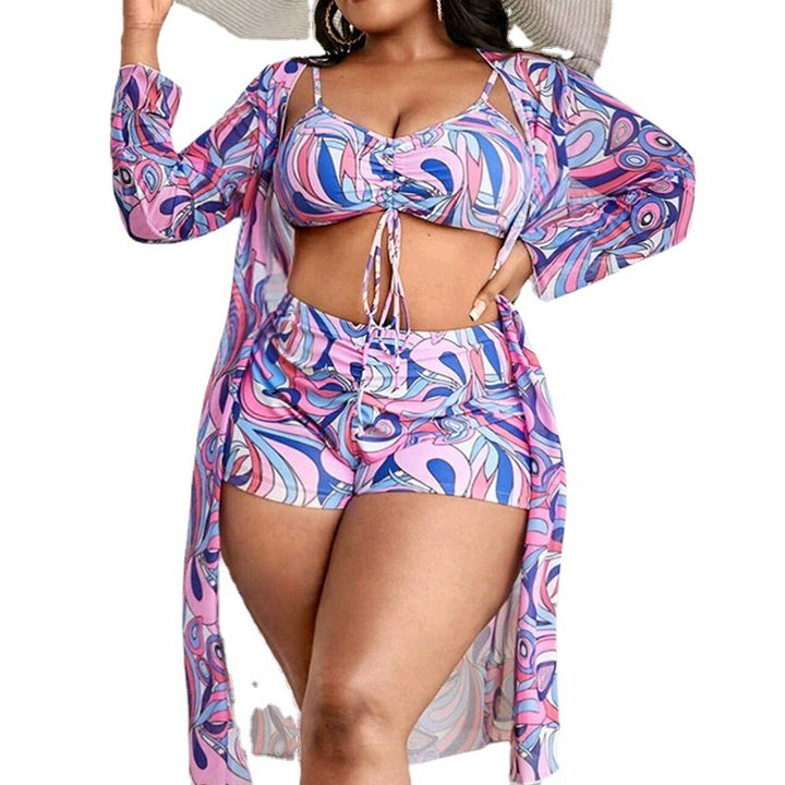 Women Two-Piece Swim Set with Sheer Cover-Up StylebySassy