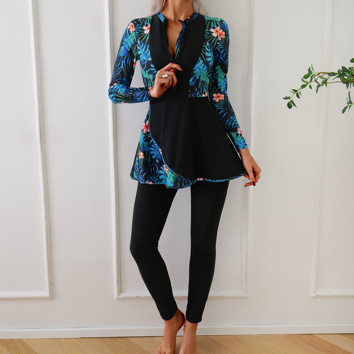 Ladies Sporty Long Sleeve Swimsuit with Elegant Tunic Look StylebySassy