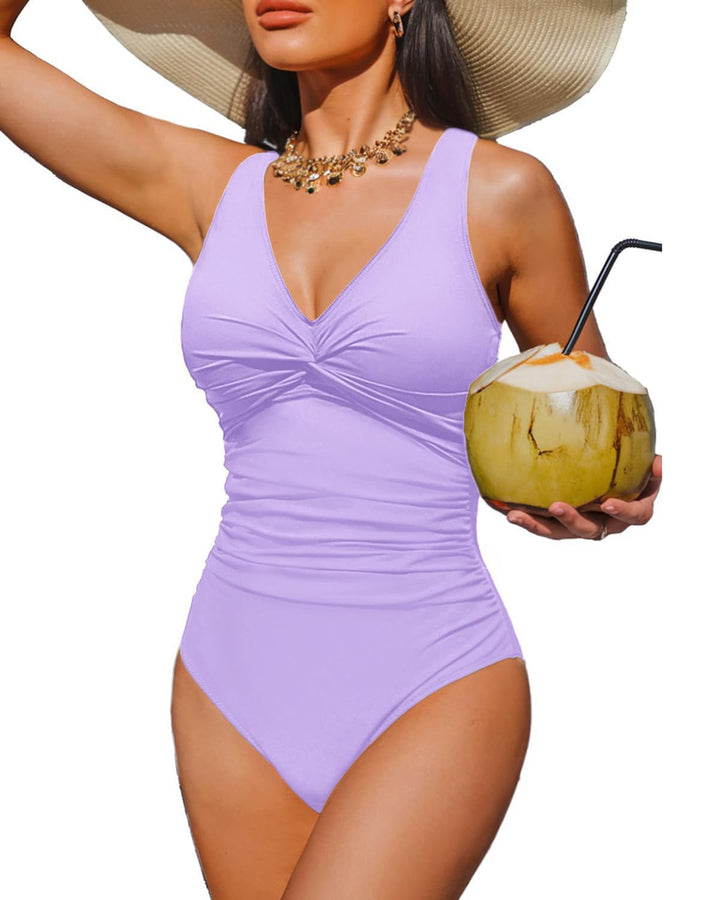 Ladies Elegant One-Piece Swimsuit with Fashionable Twist StylebySassy