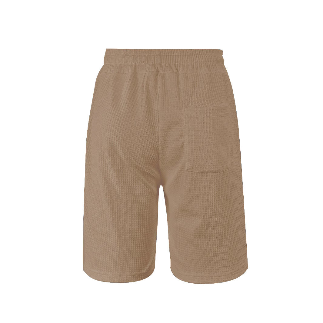 Men's breathable waffle pajama shorts with elastic comfort waistband, drawstring, and side pockets StylebySassy