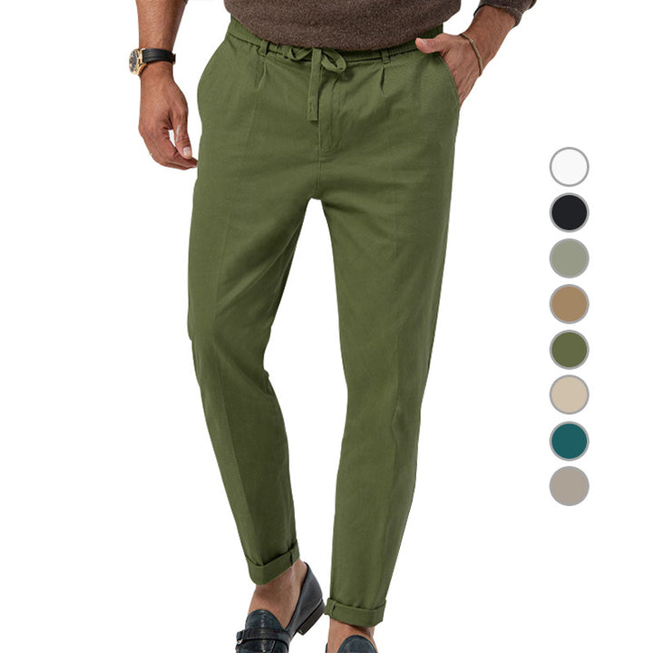 Men's lightweight linen pants with drawstring and slim fit StylebySassy