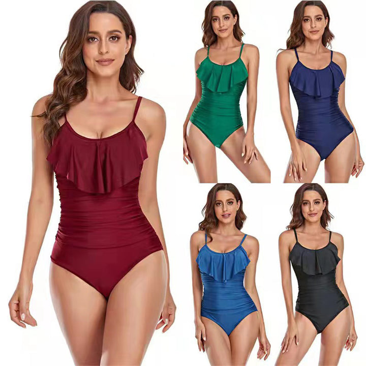 Women's Elegant One-Piece Swimsuit with Ruffles and Figure-Flattering Design StylebySassy