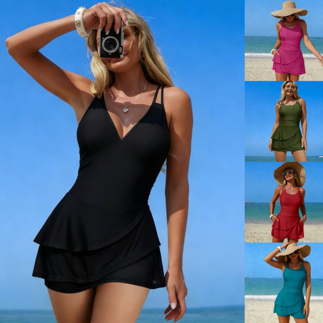 Women's sporty swimsuit with ruffle details StylebySassy