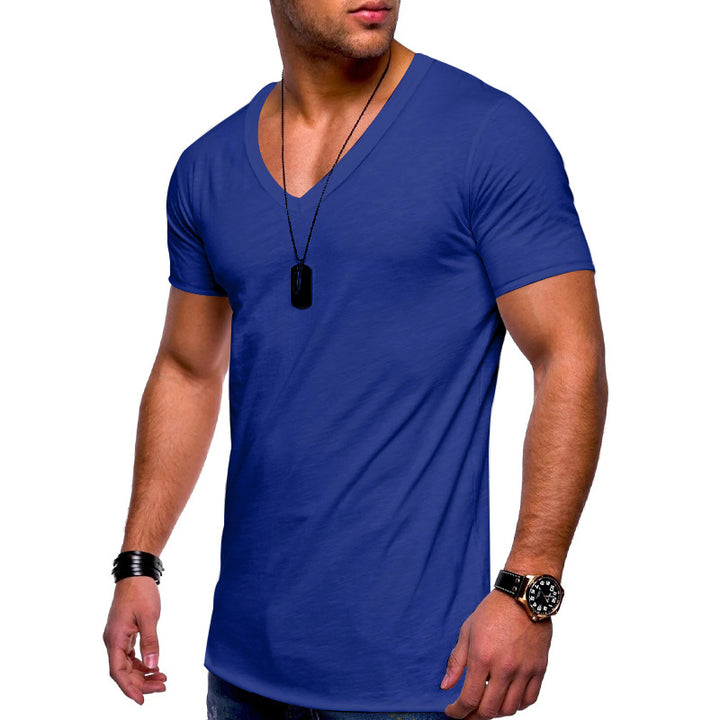 Men's V-neck T-shirt made of fine jersey with slim silhouette and flat seams StylebySassy