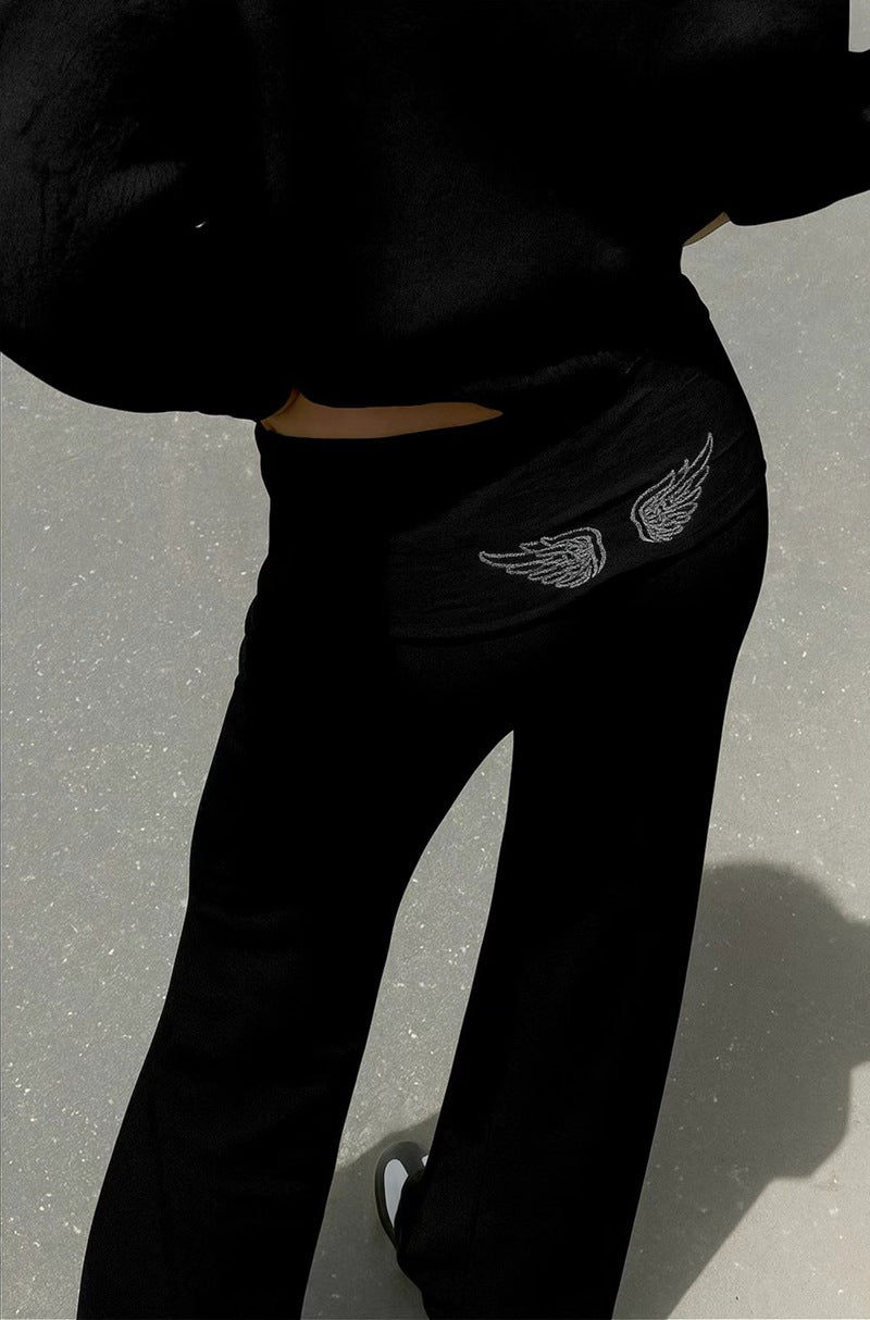Women wide Palazzo pants with fold-over waistband made of elastic viscose jersey StylebySassy