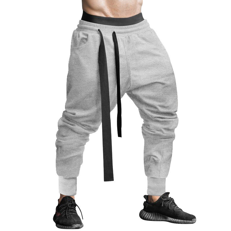 Men's waffle texture joggers with a low rise elastic comfort waistband and tapered leg opening StylebySassy