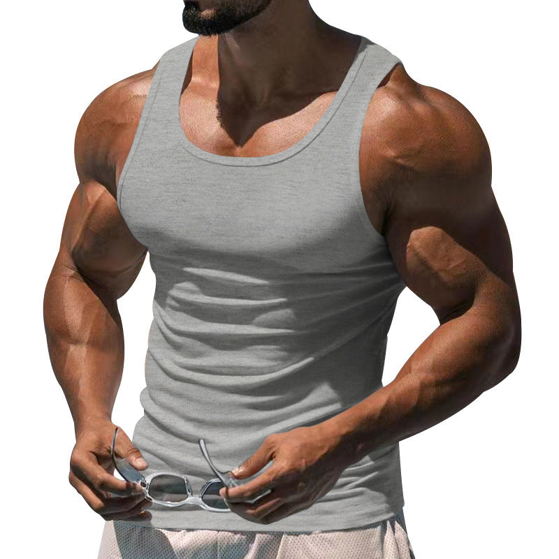 Men's figure-hugging functional tank top with high armholes and stretch jersey StylebySassy